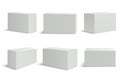 White boxes templates. Blank medical box 3d isolated paper packaging. Rectangle carton package vector mockup Royalty Free Stock Photo