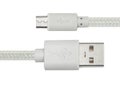 White braided wire usb to miniusb cable Royalty Free Stock Photo