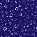 White Brass knuckles icon isolated seamless pattern on blue background. Vector