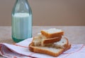 White bread and bottle of milk, Plain breakfast Royalty Free Stock Photo