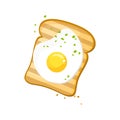 White bread, Egg toast. Fresh toasted bread with fried egg. Delicious egg sandwich. vector illustration isolated on a