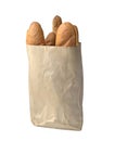 White bread in grocery paper bag isolated on background Royalty Free Stock Photo