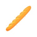 White bread, loaf icon, baguette vector illustration on a white background. Bakery product in cartoon style.