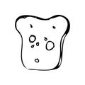 Hand-Drawn Illustration of a Single Slice of White Bread Royalty Free Stock Photo