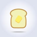 White bread toast icon with butter