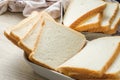 White bread on wood table for morning breakfast Royalty Free Stock Photo