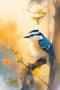A white-breasted nuthatch bird colorful illustration Royalty Free Stock Photo