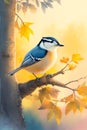 A white-breasted nuthatch bird colorful illustration Royalty Free Stock Photo