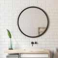 White brick bathroom, sink and mirror close up