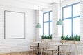 White brick cafe, bar and poster, corner Royalty Free Stock Photo