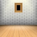 White brick room with wooden floor Royalty Free Stock Photo
