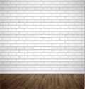 White brick room with wooden floor. Vector illustration background Royalty Free Stock Photo