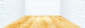 White brick tile wall and wood parquet floor Royalty Free Stock Photo