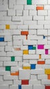 White Brick Wall With Colorful Elements, Modern Artistic Display, Generative AI