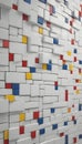 White Brick Wall With Colorful Elements, Modern Artistic Display, Generative AI Royalty Free Stock Photo