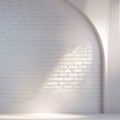White brick wall with arched opening and dappled sunlight texture background Royalty Free Stock Photo