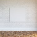 White Brick Wall Interior Design With Blank Frame Royalty Free Stock Photo