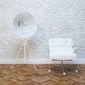 White Brick Wall Interior With White Leather Office Armchair