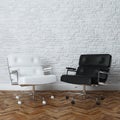 White Brick Wall Office Interior With Two Leather Armchairs Royalty Free Stock Photo