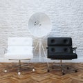 White Brick Wall Office Interior With Two Leather Armchairs Royalty Free Stock Photo