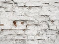 White brick wall. Old crumbling wall.White brick Royalty Free Stock Photo