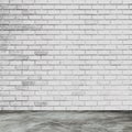 White brick wall and room interior with floor concrete Royalty Free Stock Photo