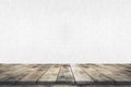 white brick wall texture background with wooden floor Royalty Free Stock Photo