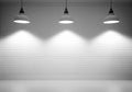 White brick wall under three spot lights Royalty Free Stock Photo