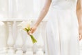 White bridal bouquet of calla lilies in the hands of the bride Royalty Free Stock Photo