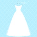 White bridal dress on hanger, fashion illustration
