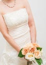 White bridal with roses bouquet Royalty Free Stock Photo