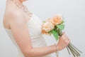 White bridal with roses bouquet Royalty Free Stock Photo