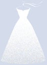 White bridal shower dress fashion illustration.