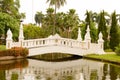 White bridge in asian garden Royalty Free Stock Photo