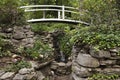 White bridge over waterfall