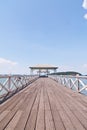 White bridge in to the sea with blue sky vertical Royalty Free Stock Photo