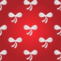 White bright gift wrap bow seamless pattern on red, vector illustration Royalty Free Stock Photo