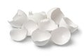 White broken egg shells close up