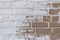 White brown brick wall, paint, cracks, background, old, texture Royalty Free Stock Photo