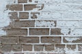 White brown brick wall, paint, cracks, background, old, texture Royalty Free Stock Photo