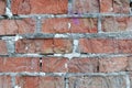 White brown brick wall, paint, cracks, background, old, texture Royalty Free Stock Photo