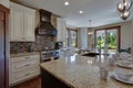 White and brown cabinets luxury huge kitchen interior with amazing details and top noch appliances