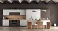 White and brown contemporary kitchen