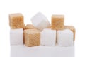 White and brown cubes sugar Royalty Free Stock Photo