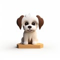 Cute 3d Dog Figurine: Kawaii Style Miniature With Intaglio And Disney Animation Influence