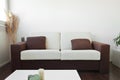 White and brown fabric sofa Royalty Free Stock Photo