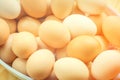 White and brown fresh chicken eggs in a plate. concept of easter Royalty Free Stock Photo