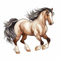 Vibrant Horse Illustration On White Background With Long Mane