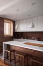 White and brown luxury kitchen
