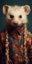 Colorful Portraits Of Exotic Opossums: A Fashion Photography Style Royalty Free Stock Photo